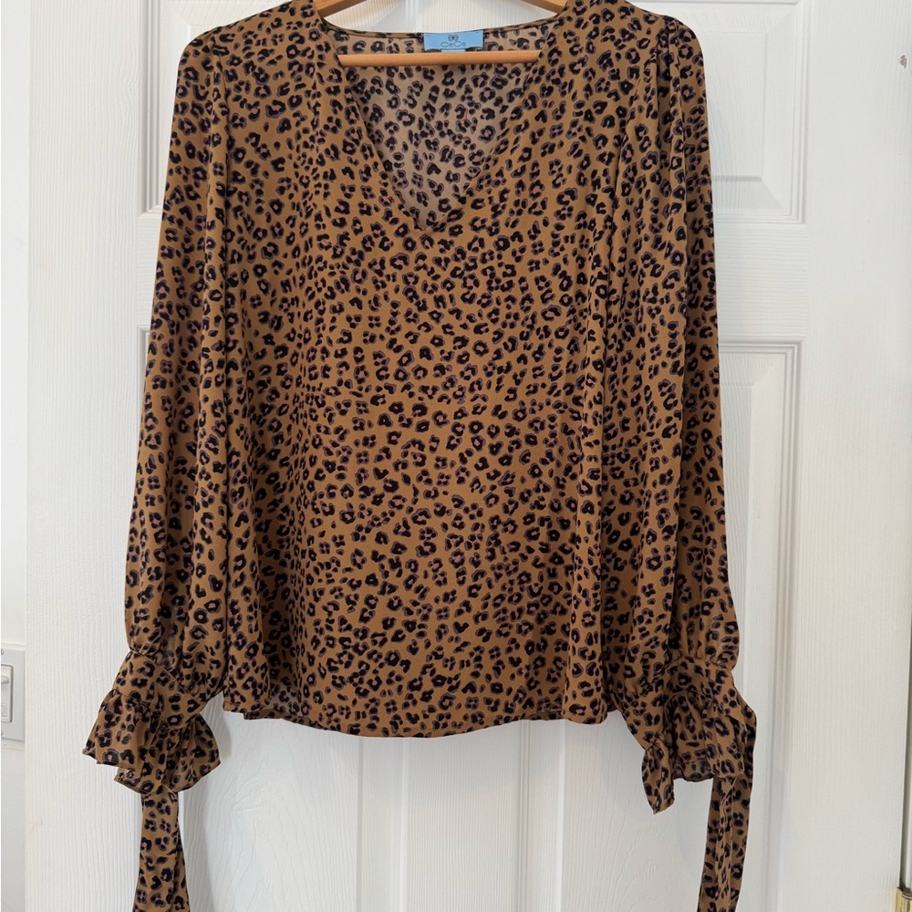 CeCe Brown and Black Animal Print Blouse